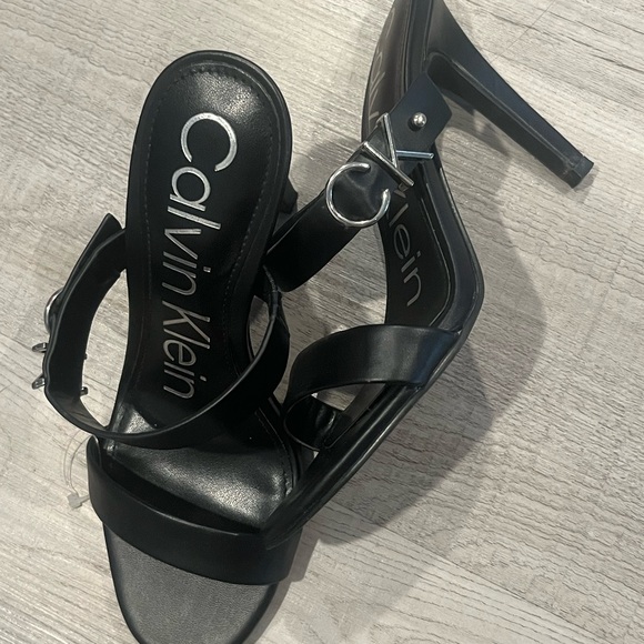 Calvin Klein Black Stiletto Heels with Ankle Strap - Picture 1 of 4